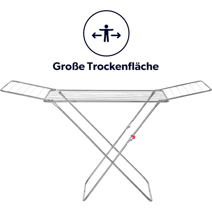 КADAX Сушарка для білизни з 18 метрами сушильної поверхні, срібна, для квартири, балкону та саду, розкладна, з антиковзними ніжками, економна, сушарка Made in EU
