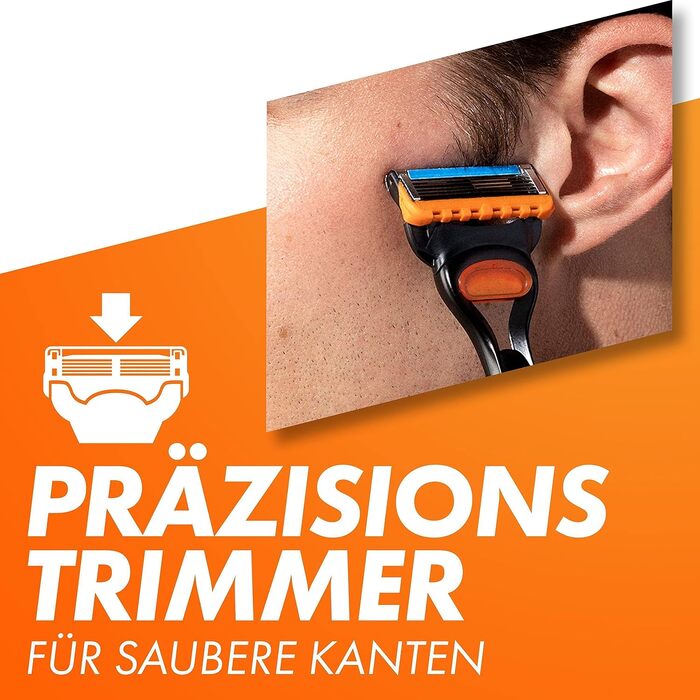 Бритва Gillette Fusion5 для чоловіків, металевий корпус, чорна (1 бритва + 4 змінні касети)