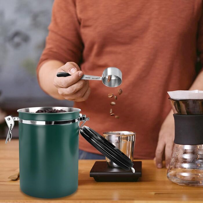 Герметичний контейнер для кави з нержавіючої сталі 1.8L з випускним клапаном, 1.8 л, Vorratsdose для кавових зерен, горіхів, какао