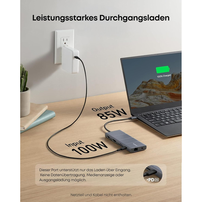 Хаб USB-C Anker 565 11-в-1: Док-станція з USB-A, HDMI 4K, DisplayPort, PD 85W, Ethernet, microSD, SD, для MacBook Pro та інших