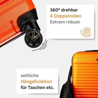 NOWI® Las Palmas: Компактний валіза на колесах 55x40x20 см (34л), помаранчевий, підходить для Ryanair, Lufthansa та інших авіакомпаній. Розмір M