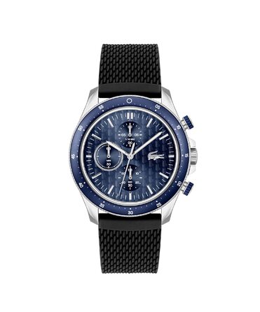 Годинник чоловічий Lacoste Neo Heritage Chronograph Quartz (чорний) з браслетом з нержавіючої сталі або силікону