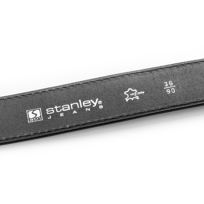 Чоловічий ремінь STANLEY JEANS — натуральна шкіра — чорний