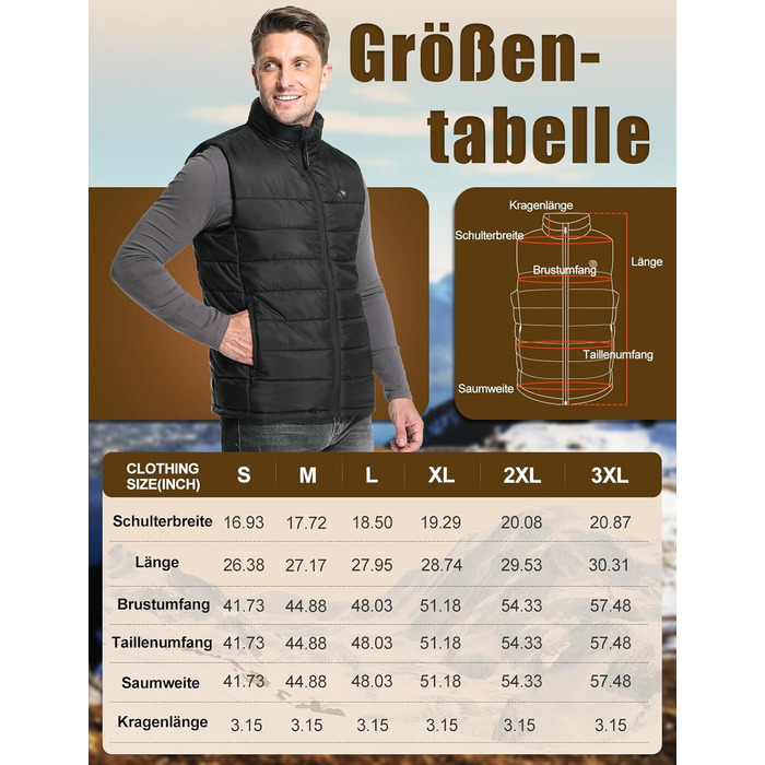 Обогревна жилетка Miss Doozy з Powerbank 10000mAh, 6 зон нагріву, 3 режими температури - для чоловіків та жінок, Outdoor, мотоцикл, туризм, XXL