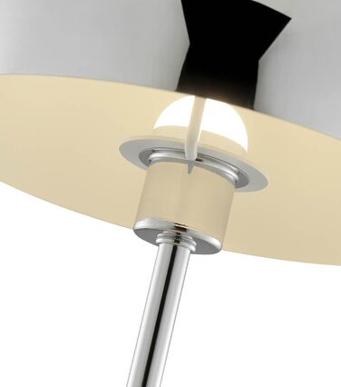 Mokebo® LED настільна лампа бездротова, акумуляторна, з регулюванням яскравості та USB-C, 'The Lighthouse', вінтажна лампа-горщик, грибний світильник та настільна лампа кольору тауп, метал, з батареєю, тепле біле світло, сріблястий колір