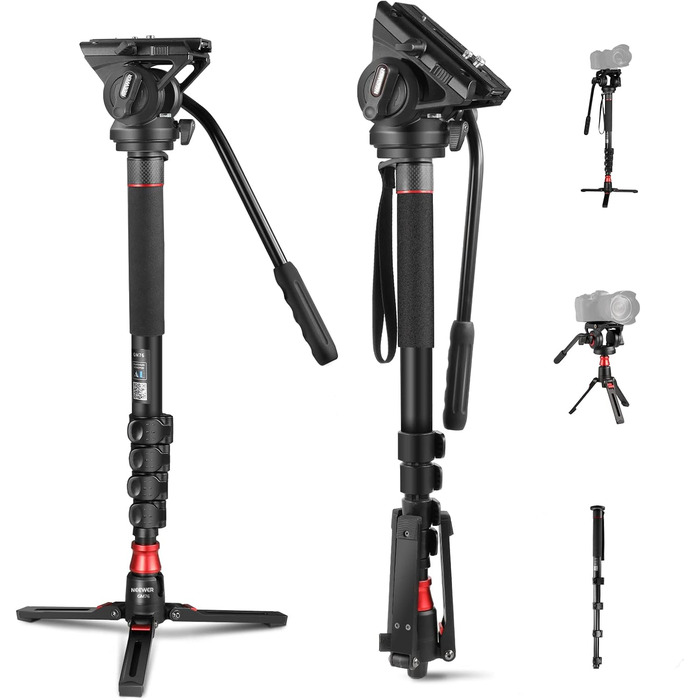 NEEWER 71.6' професійний монопод для камери з вуглецевого волокна, для DJI RS, Manfrotto, максимальне навантаження 6 кг, TP71 (GM76)