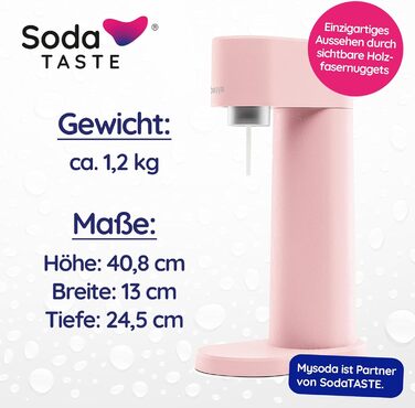 Набір Mysoda Woody: Газований напій з дерева, пластикова пляшка 1л, 2 балончики CO2 (Classic, Apfel)