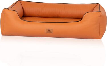 Ортопедичне собаче ліжко Knuffelwuff Lovelock M-L з штучної шкіри, 85 x 63 см, Rusty. Знімний чохол, легко мити, для великих, середніх та маленьких собак. Розміри: 85 x 63 x 23 см