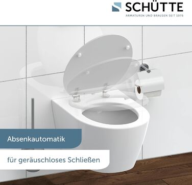 Сидіння для унітаза SCHÜTTE з мікроліфтом (м'яке закриття), біле, дерево MDF, витримує до 175 кг