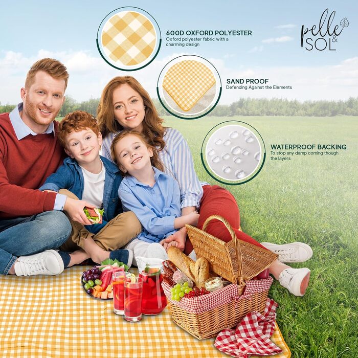 Плед для пікніка Pelle & Sol, 200x140 см, водонепроникний, з ручкою, для відпочинку на природі