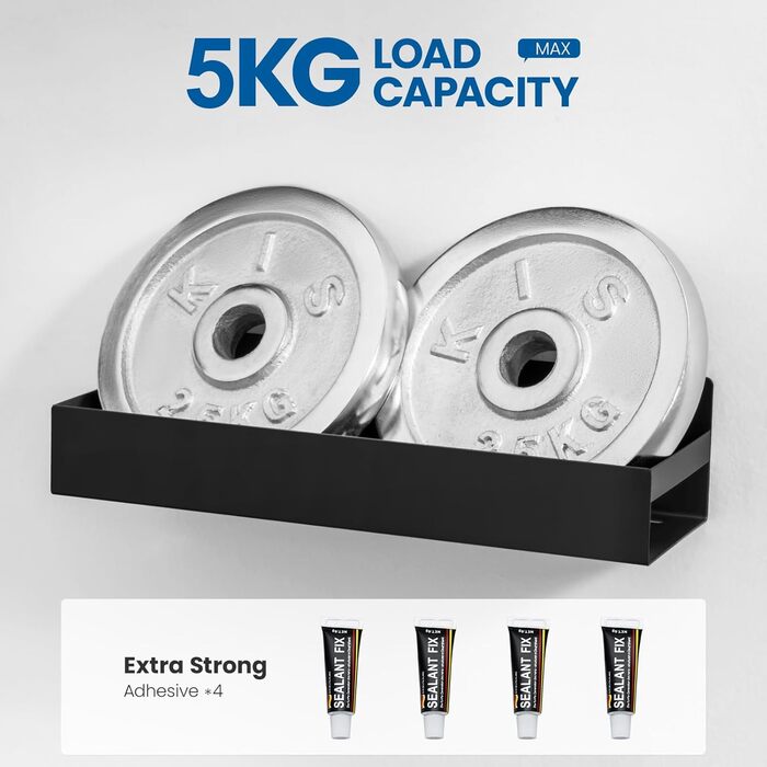 Поличка для душу Auralum без свердління, органайзер для ванної кімнати, 2 шт., чорний, нержавіюча сталь