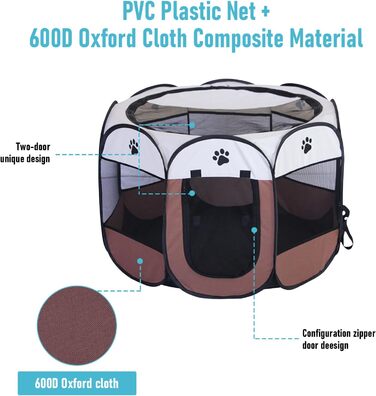 Вольєр для тварин Faltbar (складний) 74x74x43 см - вольєр для собак, котів, кроликів та інших дрібних тварин. Оксфордська тканина, Pop-up система, для використання в приміщенні та на вулиці