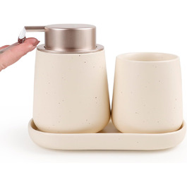 Набір аксесуарів для ванної кімнати Badezimmer Set Umlaca: мильниця, дозатор мила 350 мл, стакан для зубної пасти 320 мл, білий