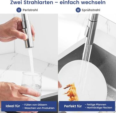 Чорний кухонний змішувач CECIPA SOFETIY SERIE з висувною лійкою, нержавіюча сталь, 360° обертання, 2 режими струменя