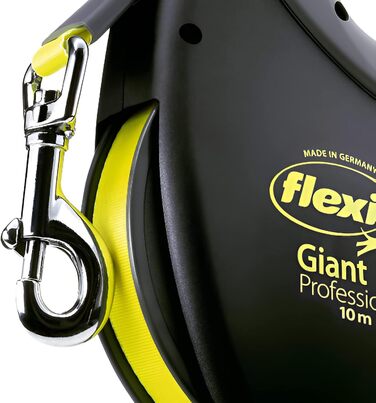 Flexi Giant L: рулетка для собак великих порід до 50 кг, 8 м, чорний/неоновий жовтий