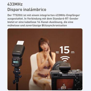 Спалах для камери Godox TT520III з радіопередавачем RT-16, GN33, підтримка S1/S2, сумісний з камерами