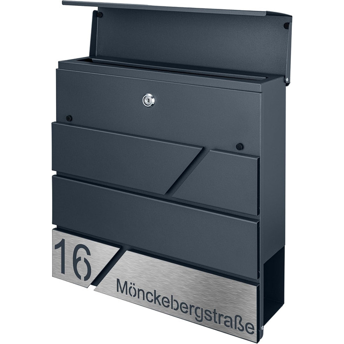 Поштовий ящик з газетницею з нержавіючої сталі, настінний, з замком та газетницею - лазерне гравіювання (Модель 4)