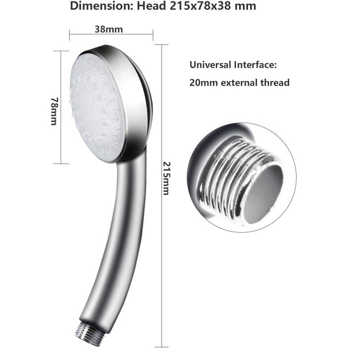 LED Shower Head with Color Changing, High-Pressure Shower Head with Automatically Changing 7 Colors, No Battery Required, Handheld Showerheads for Bathroom, Chrome