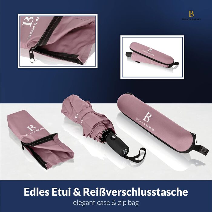 Зонт LOGAN & BARNES Boston (рожевий) - штормовий, з тефлоновим покриттям, до 140 км/год