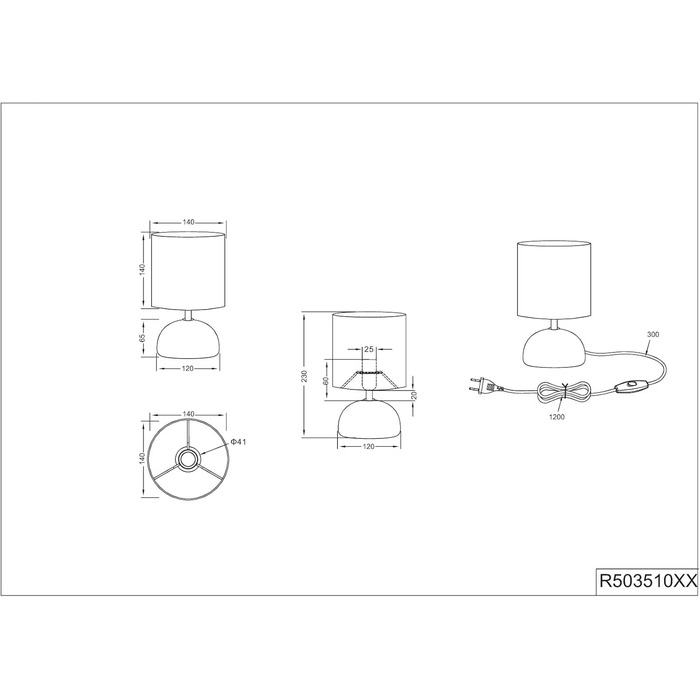 Настільна лампа Reality Luci R50351035 з керамічним цоколем та абажуром з тканини кольору бежевого, патрон E14, колір дерева
