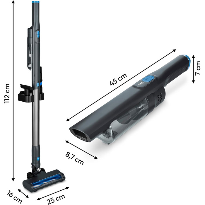 MEDION 2-в-1 Бездротовий акумуляторний пилосос з насадкою та підлоговою щіткою (BLDC-двигун, HEPA-13 фільтр, фільтрація пилу та алергенів, потужність всмоктування 20 kPA, док-станція, бездротовий, MD11515) білий (ручний пилосос + насадка, сірий)