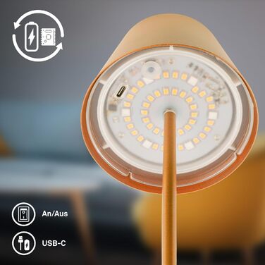 LED настільна лампа BRILONER бездротова з сенсором, диммуванням, регулюванням висоти, для дому та кемпінгу, 36x10,5 см, тепле світло (RGB, тепле біле світло, насадка для пляшок, золотий)