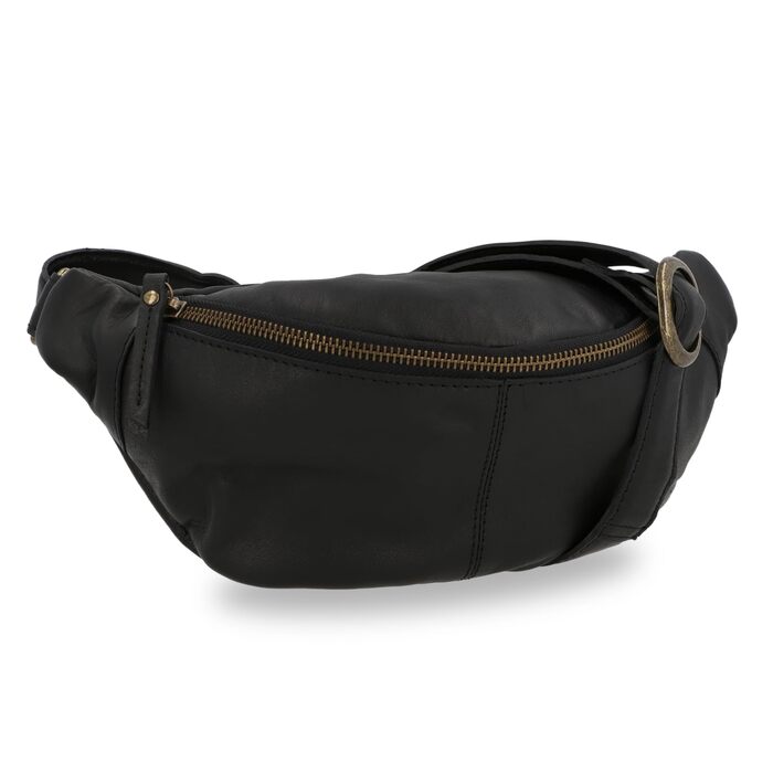 Сумка на пояс Gusti Leder чорна – велика вінтажна сумка через плече для жінок та чоловіків, з натуральної шкіри, регульований ремінь, елегантна для повсякденного використання та подорожей