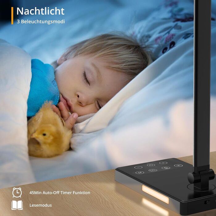 iVict LED лампа для столу з регульованими Swing Arms, 5 режимів, сенсорне керування, таймер, USB-порт, пам'ять, для дітей, білий колір