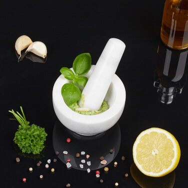 Морська гарма Relaxdays з ступкою, біла, 10 см, 120 мл - для спецій та трав