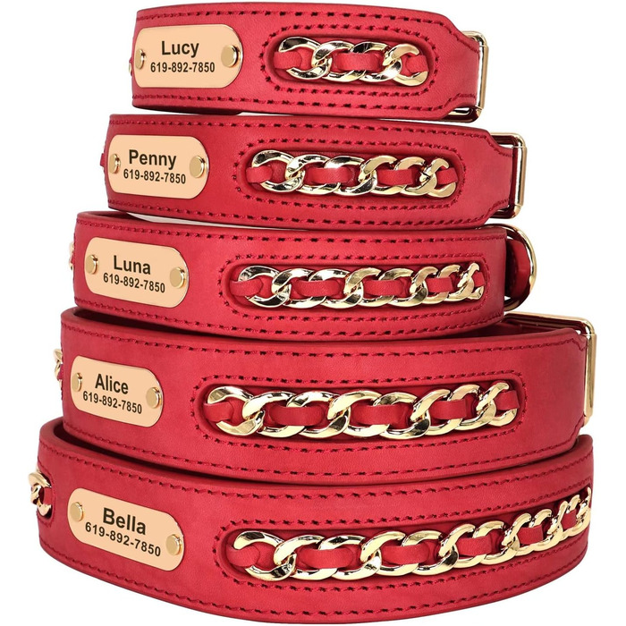 Шкіряний нашийник для собак Didog, плетений, з гравіюванням, регульований, чорний, L (17.0-20.0 см), ширина 3.2 см