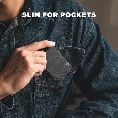 Кредитне портмоне VULKIT з кліпсою для грошей, тонке металеве (алюмінієве) портмоне з тримачем для Airtag, RFID-захист, чоловіче портмоне (Lite-litchi Чорний)