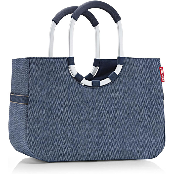 reisenthel Loop Shopper L Herringbone Dark Blue - Shopping Bag with 25L Capacity - B 46 x H 34.5 x D 25 cm, OR4113