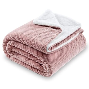 Плюшевий плед Sherpa Sochow: теплий, м'який, двосторонній (220 x 240 см, сіро-рожевий)