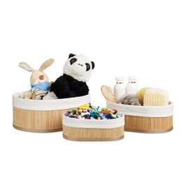 Relaxdays 3-Piece Bamboo Storage Basket Set