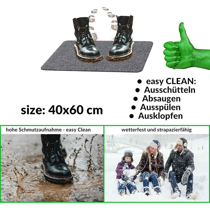 Килимок для дому ANRO: антиковзаючий, для входу, 60x40 см, сірий