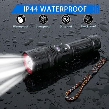 Ліхтарик Daphomeu LED акумуляторний, 500000 люмен, надяскравий, тактичний, зум, водонепроникний, 5 режимів, для кемпінгу, туризму та екстрених ситуацій