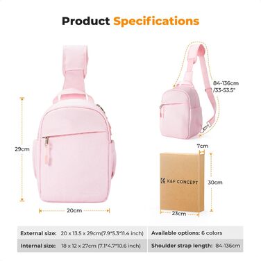 Сумка для камери K&F CONCEPT, слін-сумка на плече, фоторюкзак, компактний, водонепроникний, регульований ремінь, для DSLR/SLR камер, об'єктивів (5 літрів, рожевий)