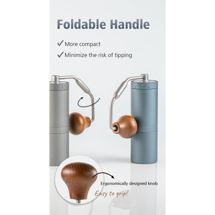 Кавомолка ручна 1Zpresso X-Ultra, чорна, з металевим корпусом, сталевий монтаж, конічні жорна, регулювання, магнітний замок