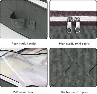 Коробки для зберігання під ліжком, 3 шт. Складані контейнери для білизни з 6 кишенями, органайзер для ліжка з ручками та блискавкою, коробки для одягу та постільної білизни