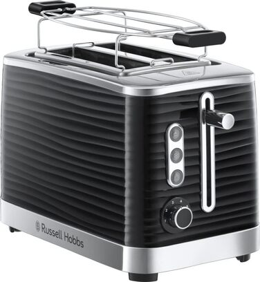 Тостер Russell Hobbs Inspire Schwarz 24371-56: 2-х місний, з широкими слотами, підставка для бургерів, 6 рівнів підсмажування