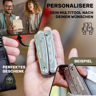 Premium Multitool [Stainless Steel] Survival Multifunction Knife, Perfect Camping Accessory, Multifunction Tool [27 Functions], Pocket Knife, Protected Design (Forge Pro, Personalized)