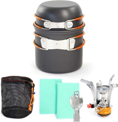 Набір посуду для кемпінгу: посуд для приготування їжі та котел для відпочинку на природі (6 предметів)