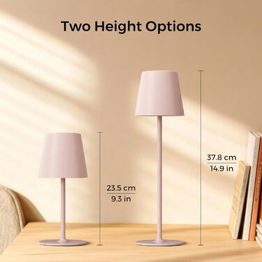 Світлодіодний настільний світильник бездротовий з димером, 2 шт. - Нічник на батарейках для дому та вулиці, IP54, метал (Бежево-рожевий)