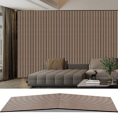 Акустичні стінові панелі з дерева AKK-PANE 240x60 см (1,44м²), 3D панелі для шумоізоляції стін у вітальню, кухню та офіс, колір: Класичний дуб