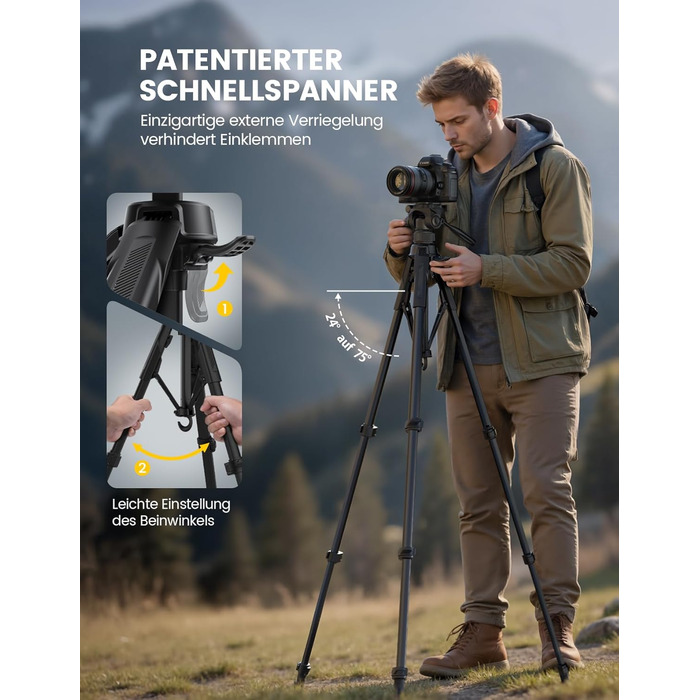 Штатив для камери Lamicall: стабільний трипод з регулюванням висоти до 170 см, вантажопідйомністю 8 кг та підставка для телефону