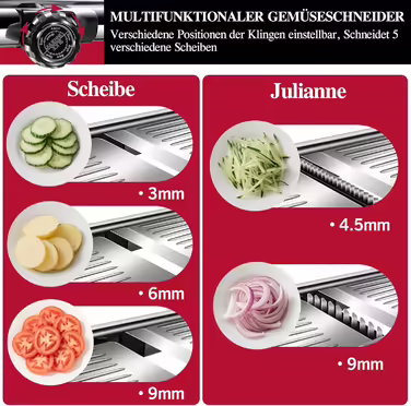 MASTERTOP Vegetable Slicer Mandoline, 5-in-1 Stainless Steel Vegetable Cutter with Blade Guard, Grater for Vegetables, Adjustable Cucumber Slicer Thin Slices, Multi-Purpose Kitchen Slicer Kitchen Grater, Kitchen Gadgets