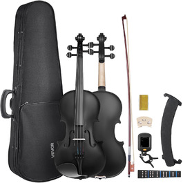 Скрипка VEVOR 4/4 з аксесуарами: футляр, струни, колінь, підставка, тюнер та інші