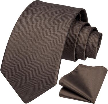 Краватка для чоловіків HISDERN Класична краватка для весілля з нагрудником, формальний елегантний нагрудний хустинка, бізнес, вечірка, універсальний розмір, коричнева