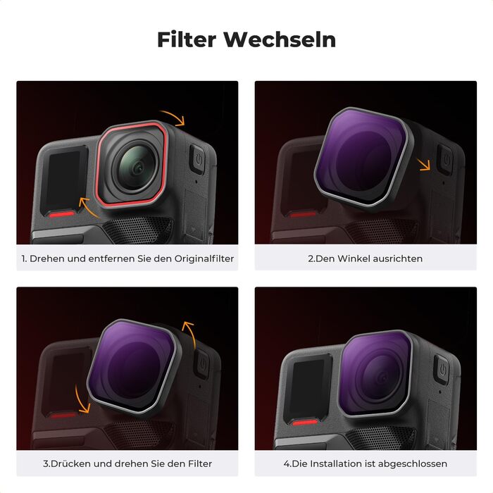 Набір фільтрів K&F CONCEPT ND/PL для Insta360 Ace Pro 2: ND8/PL, ND16/PL, ND32/PL, ND64/PL, нейтральні фільтри для екшн-камер, оптика HD з багатошаровим покриттям