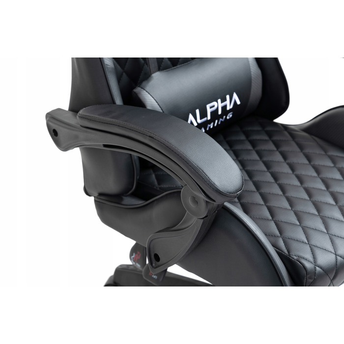 Ігрове крісло Alpha Gaming Carbon, штучна шкіра, чорно-сіре